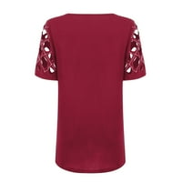 Ženski vrhovi kratkih rukava odštampana bluza Ležerne prilike ljetne V-izrez T-majice Vino 4xL