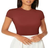 Ženske majice casual puni okrugli vrat TEE RUST Brown L