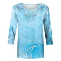 Jyeity Womenske košulje ispod 10 dolara, rukav okrugli vrat Print casual nebe plave žene Ljetne vrhove
