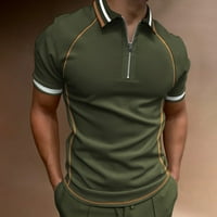 Wofeydo Polo majice za muškarce, muškarci proljeće i ljetni modni labav rever sa zatvaračem 3D digitalni tisak kratkih rukava vrh majica, majice za muškarce vojska zelena 3xl