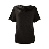 Košulje za žensku modnu modnu ogrlicu Ruched tee kratki rukavi majica Majica od pune boje TUNIC TOP