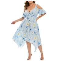 Amousa ženski modni print Šifon haljina za suspenziju Slim Fit haljina Ljeto Velike haljine za žene
