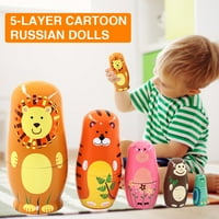 Winneneco Cartoon Tiger drvene ruske matryoshka lutke gniježđenje dječje igračke zanat