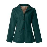 Moderna jakna za žene Slim Lapel Jednokreveni džepovi od samog boja jakna od kože od kože dugih rukava