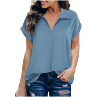 Ljetne košulje za žene Solid Color Print Tops rever ovratnik majica Comfy casual bluzes kratki rukav