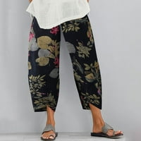 Hlače za žene Dressy Casual Vintage Ispis Labavi elastični struk Capri pantalone za žene