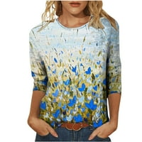 Zračni klirens ženski pad vrhova ženskih modnih tiskanih majica rukava s bluzom okrugli vrat casual