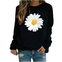 Zimske ženske ležerne vrhove dame daisy ispis dukserice bluza za bluze džemper, molim vas kupite jednu veličinu veću