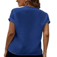 Sanviglor Women vrhovi bluza s kratkim rukavima košulje od pune boje, ležerna tunika majica plaža plava