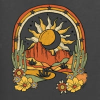 Divlji bobby avanturistički sunce sa kaktusom u pustinji sa cvijećem i dugim vintage muškarcima majica