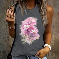 TUPHREYOW ženska bluza Crewneck TOP za žene prsluke Y2K odjeća cvjetna grafika Camisole bez rukava bez