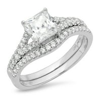 3. CT princeza Realni originalni prirodni dijamant VS1-VS G-H 14k bijelo Angažman za vjenčanje mladenka Dizajnerska prstena BW Set veličine 6.5