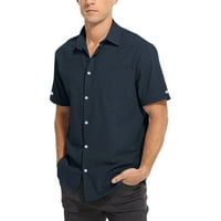 Mornarička kompresijska košulje za muškarce Muške ljetne modne casual klasični džep u boji Jedno pamučno