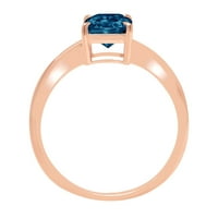1. CT sjajan blistavi rez prirodni london plavi topaz 14k ružičasto zlato pasijans prsten sz 8.5