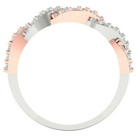 0. CT sjajan okrugli rez sintetički bijeli safir 14k ružičasto bijelo zlato Spacable Band sz 9.5