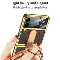 Nalacover PU kožna elektroplata za Samsung Galaxy Z Flip s ručno ramenim remenom, prenosni držač prstena