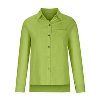 Giligiliso ženske pune boje V izrez labava bluza Longt rukava Ležerni radovi TUNIC-ovi vrhovi sa džepom