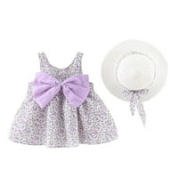 Corashan Tollder Girls 0-4Y haljina beba pamuk mekani simpatični lukknot ispisuju haljinu + hat