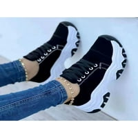 Ženske tenisice čipke casual cipele platforme hoda ženske cipele s ne-klizačem okrugli nožni prsti crni