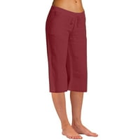 Baccon Ženska modna boja pune boje pamučne fla elastične duge hlače na plaži pantalone za slobodno vrijeme,