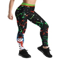 SKKSST WOMENS Božićne gamaše Fitness Yoga hlače Xmas Party Stretch Skinny pantalone