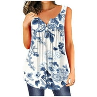 Smihono Summer Tunic SHORTS za žene Prodaja modnih rezervoara bez rukava slatka cvjetna camis tipke