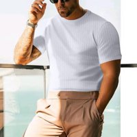 Muški ljetni o-vrat mišić majica kratki rukav casual pune majice bluza bijela 2xl
