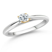 Gem Stone King 10k bijeli i žuti zlatni bijeli Topaz Solitaire Angažman prsten za žene