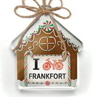 Ornament tiskan jednostrano volim biciklističku grad Frankfort božićni neonblond