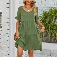 Ženske haljine Solid kratki kratki rukav ulični modni modni putovanja A-linija l zelena
