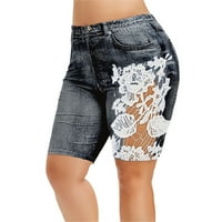 Yskkt ženske modne traper pantalone kratke ljetne čipke casual gamaše duljine koljena