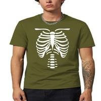 Šešir i izvan muške kosturnog tijela za kostur Halloween grafički kralježni majica