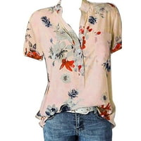 Plus size za žene za ispis bluza džep Easy rukava Top kratka ženska bluza
