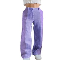 Luethbiez ženske konkuroy patchwork hlače visoko struk gradijentne pantalone ravne široke patentne patentnih zatvarača