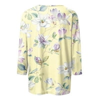 Žute prevelizirane košulje za žene za žene Business Casual Graphic trendy materinstvo Odjeća za tiskane