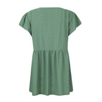 Tobchonp Proljeće Ljeto Ležerne prilike Top Solid Boja Ženska majica Ruffle Tunic Bluze za žene Moda