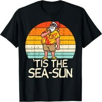 Tis morsko sunce Santa zalazak sunca Retro Božić u julu ljetna majica Grafika casual posada majica Crna