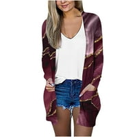 Brglopf Ženski kardigan s dugim rukavima otvorena prednja jakna gradijent boja blok džemper casual dugačak