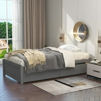 Twin krevet s ladicama, puno drva, ne treba, jednostavna montaža, za spavaću sobu, dnevni boravak, siva