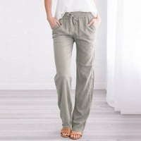 Yoga ljetne hlače s džepovima za žene povremene sa elastičnim hlačama za crtanje modne ravne pantalone
