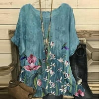 Žena Vintage Pamuk-Blend O-izrez kratki rukav cvjetni print Top T-majice Bluza Molimo kupite jednu ili