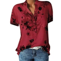 Ženski vrhovi žene za ispis džep plus veličina kratkih rukava bluza Jednostavna gornja košulja