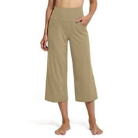 Ženske hlače Ženske široke noge joge hlače Visoke stručne elastične sportske hlače sa džepovima Ležerne