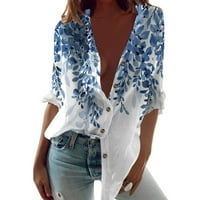 Strungten ženske casual tipke Print majice Dugi rukav Prevelicini Tunic Bluze vrhovi ženskih ljetnih