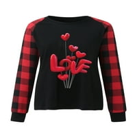 Ženski pulover za Valentinovo Džemper Raglan dugih rukava Carwneck Cartoon Duks bluze
