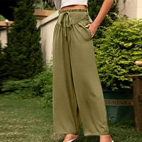 Vojske zelene dukseve za žene labave široke pantalone za noge pamučne pantalone za pantalone casual