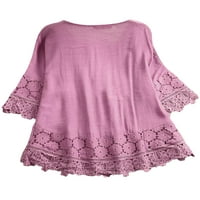 Paille ženske košulje s pola rukava vrhova cvjetna ispis bluza Labava plaža Tunika košulje Purple 3xl