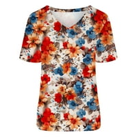 Bluze za dame V-izrez cvjetne ispise Bluze ispod $ Besplatna poštarina narančasta 8