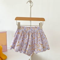 Dječji kratke hlače Ljetni cvijet otiska modna slatka suknja za odjeću za teretna kratke hlače ljubičasta