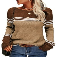 Sherrylily Women Jesen Zimska boja blokove pulover Dukseri Striped Slim pletena